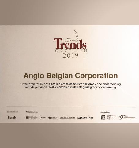 ABC wins first place in the East Flanders (BE) Gazelles of TRENDS magazine